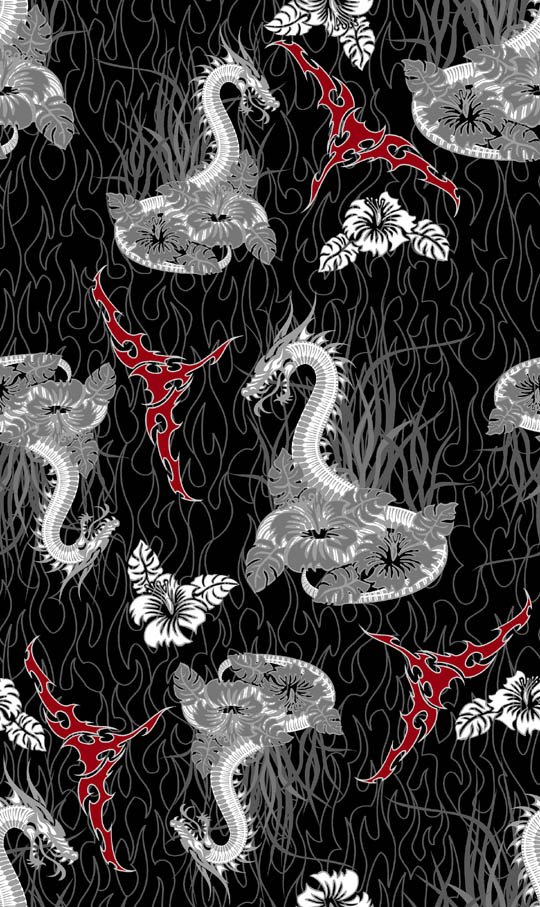 Dragons And Flowers Grey red .jpg